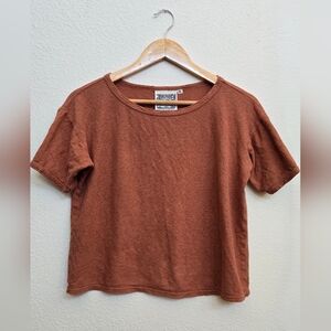 Jungmaven Women's cropped tee, burnt sienna. Size small